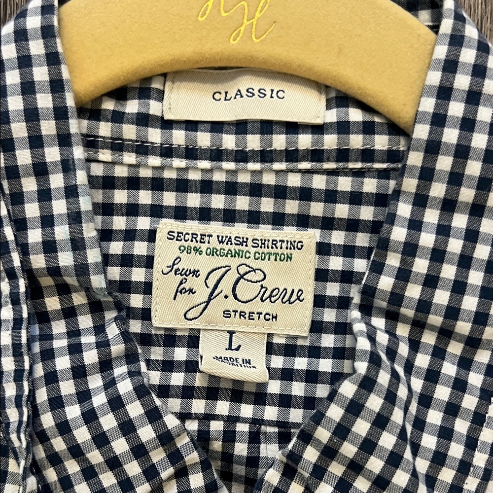 J. Crew Navy and White Gingham Button-Down Shirt